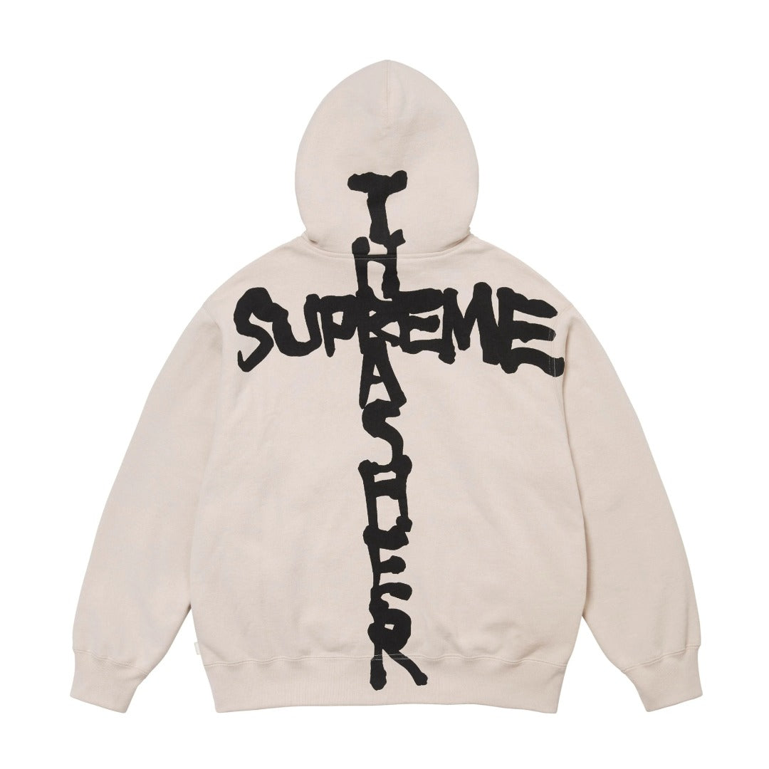 CREWNECK FW24 フレイムジョイント レタープリント ジッパー フード スウェットシャツ