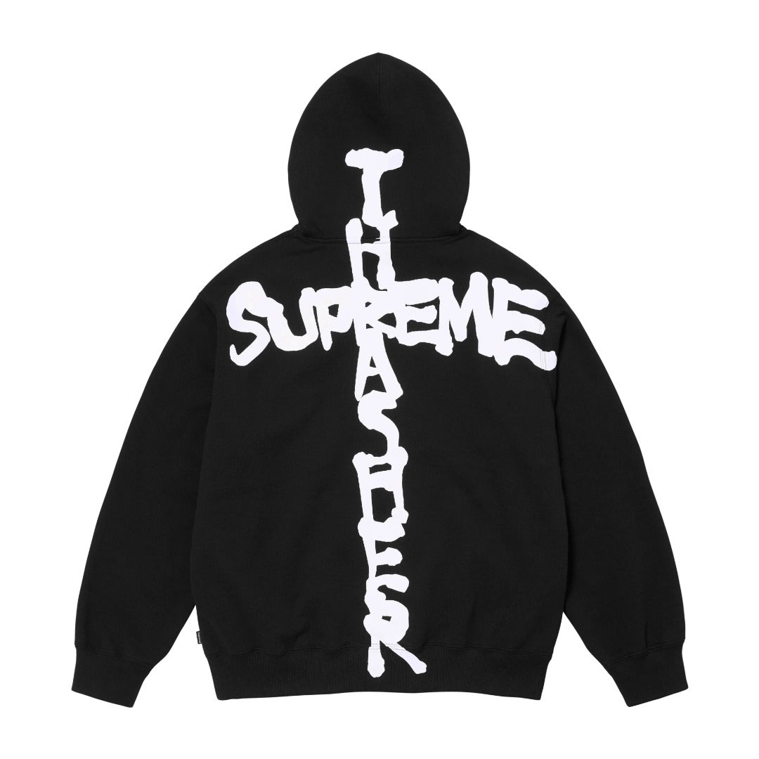 CREWNECK FW24 フレイムジョイント レタープリント ジッパー フード スウェットシャツ