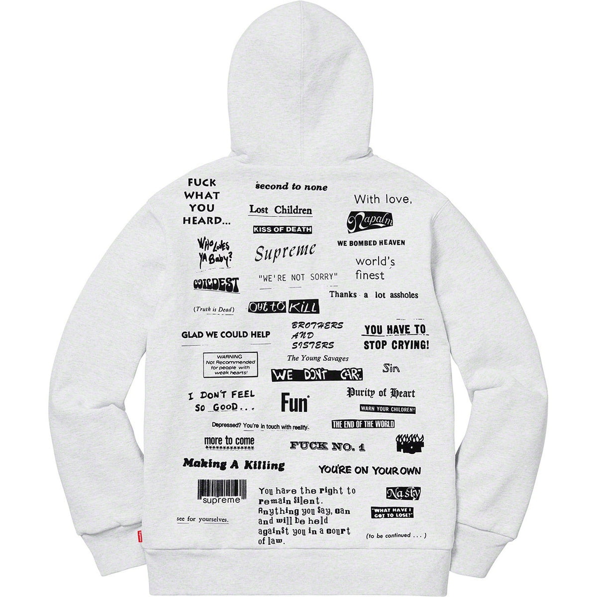 Supreme® 19FW Stop Crying フード付きスウェットシャツ