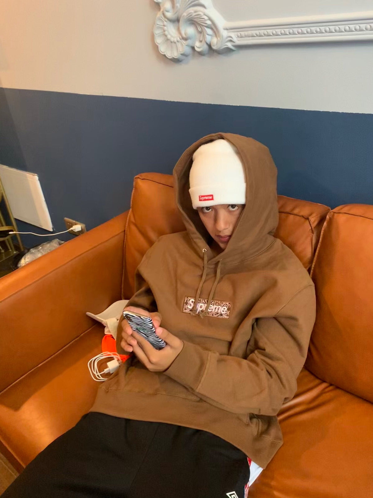Supreme 19FW Bandana Box Logo Hooded Sweatshirt