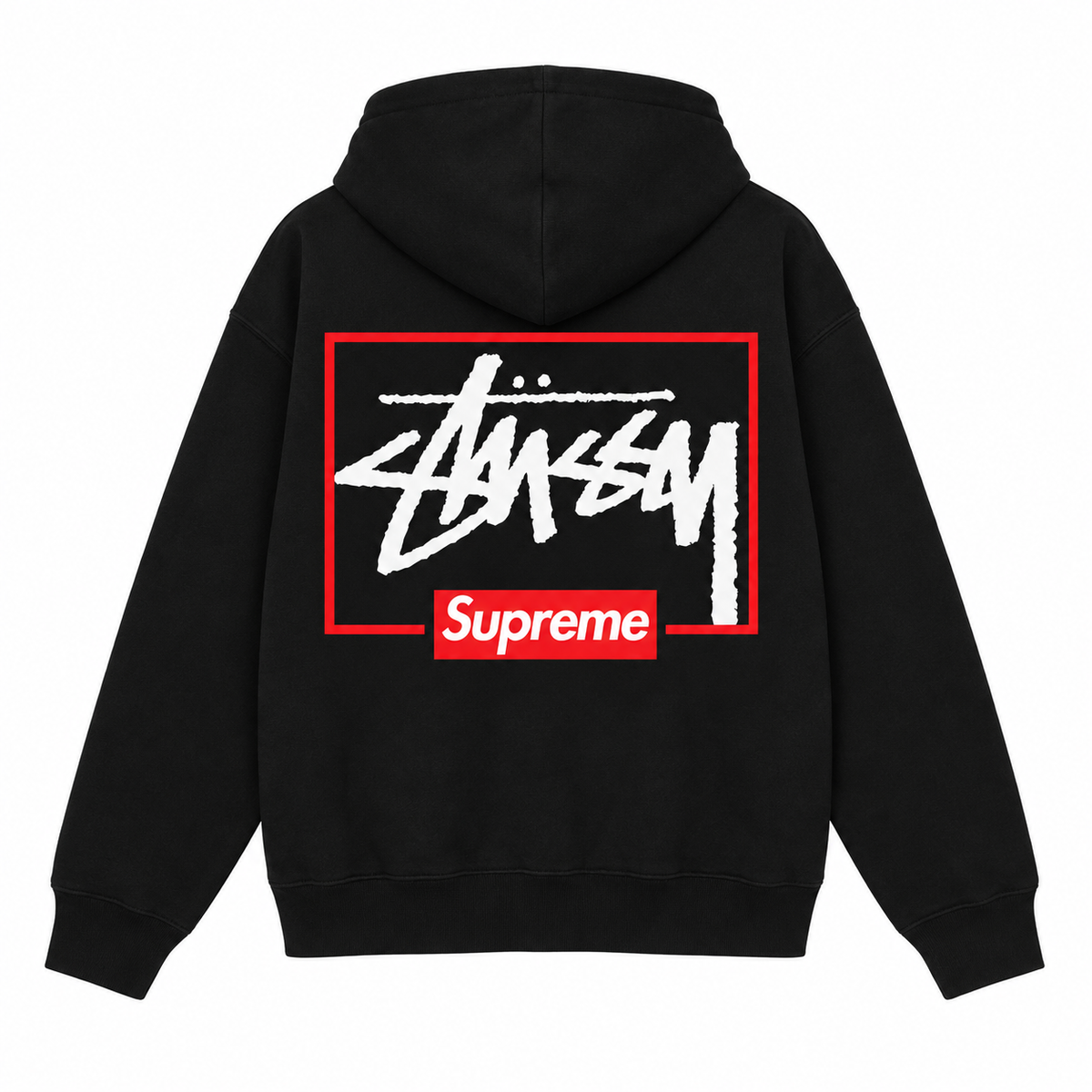 Supreme × Stussy レッドフレーム バックプリントパーカー