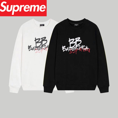 supremeバレンシアガ シュプリーム プリント クルーネック スウェットシャツ