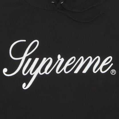 Supreme 刺繍ロゴ入りフード付きスウェットシャツ「ブラック」
