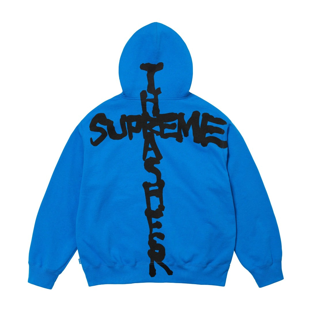 CREWNECK FW24 フレイムジョイント レタープリント ジッパー フード スウェットシャツ