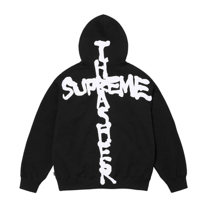 CREWNECK FW24 フレイムジョイント レタープリント ジッパー フード スウェットシャツ