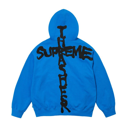 CREWNECK FW24 フレイムジョイント レタープリント ジッパー フード スウェットシャツ