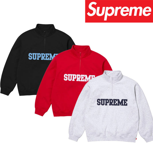 Supreme 24FW カレッジ ハーフ ジップ プルオーバー レターロゴ ハーフジップ スウェットシャツ
