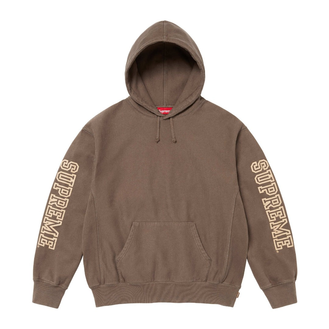 Supreme 24FW カレッジスリーブ フード付きレタープリントスウェットシャツ