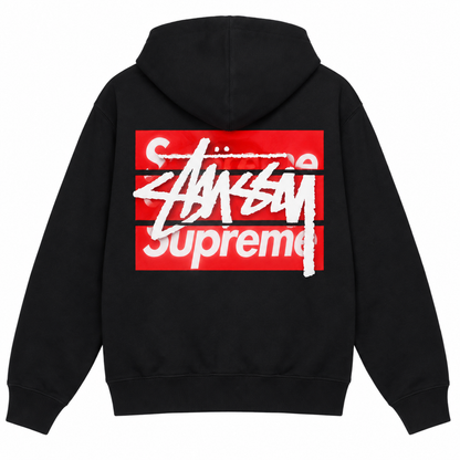 Supreme × Stussy ペイントサークル バックプリントパーカー