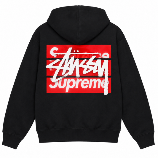 Supreme × Stussy ペイントサークル バックプリントパーカー