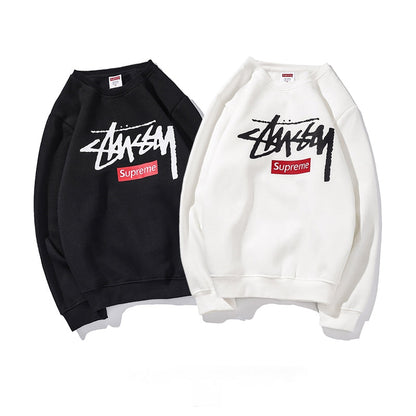 Supreme × Stussy ロゴ クルーネック パーカー 2色