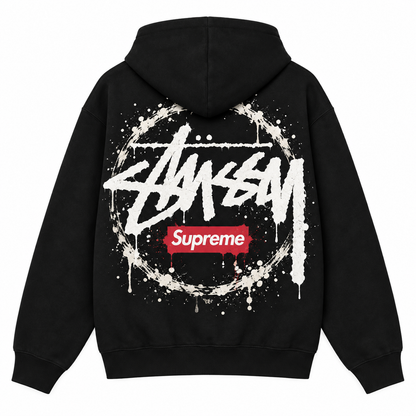 Supreme × Stussy スプリットボックス バックプリントパーカー