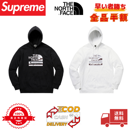 Supreme®/The North Face® 18FW メタリックロゴ フード付きスウェットシャツ