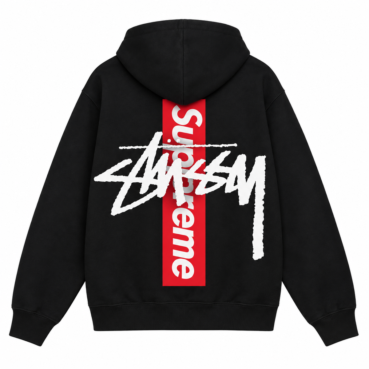 Supreme × Stussy バーティカルライン バックプリントパーカー