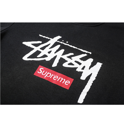 Supreme × Stussy ロゴ クルーネック パーカー 2色
