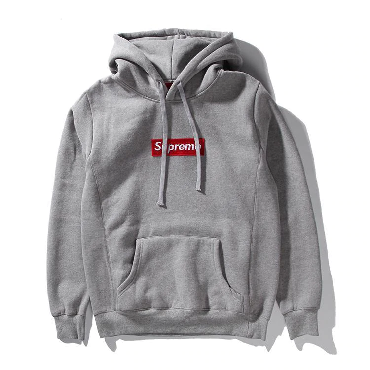 15FW Supreme (シュプリーム) ボックスロゴ フード付きスウェットシャツ パーカー グレー