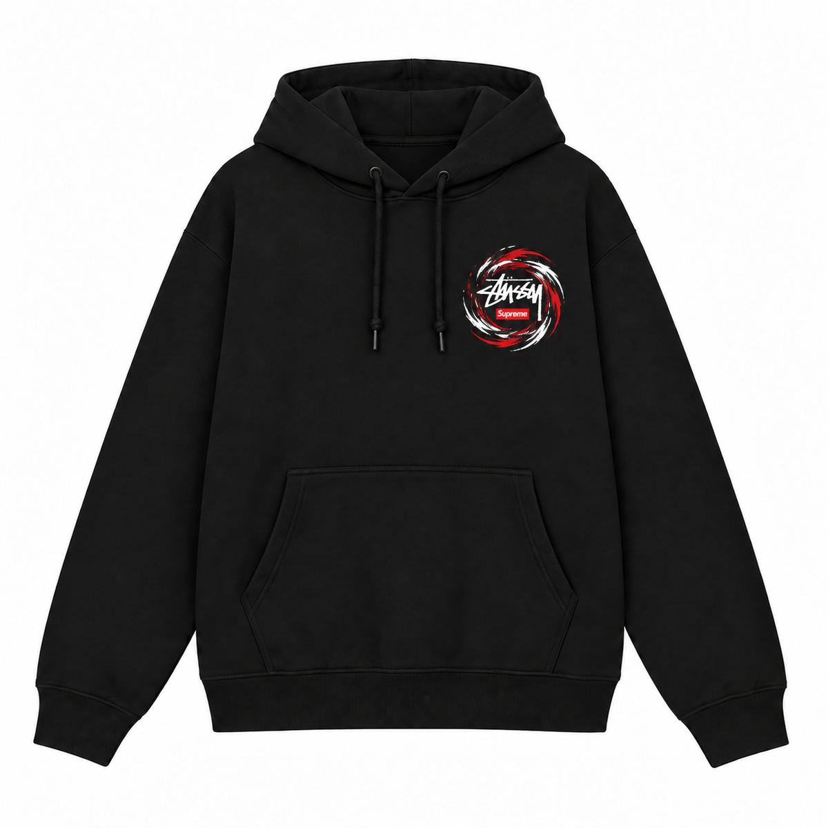 Supreme × Stussy ブラッシュスパイラル バックプリントパーカー