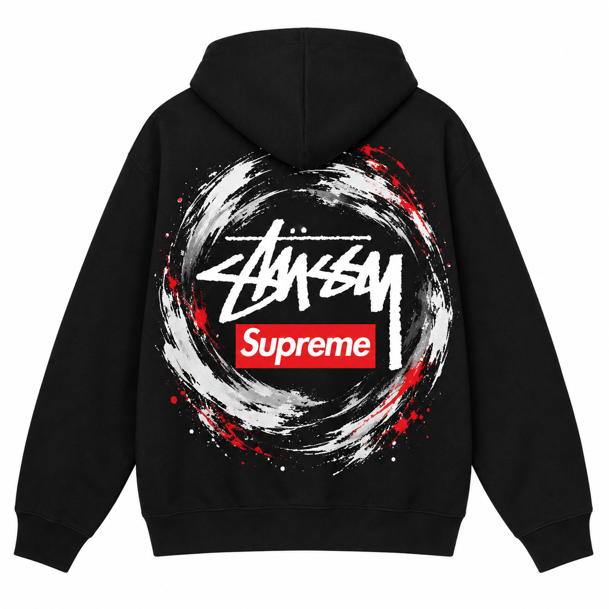 Supreme × Stussy ブラッシュスパイラル バックプリントパーカー