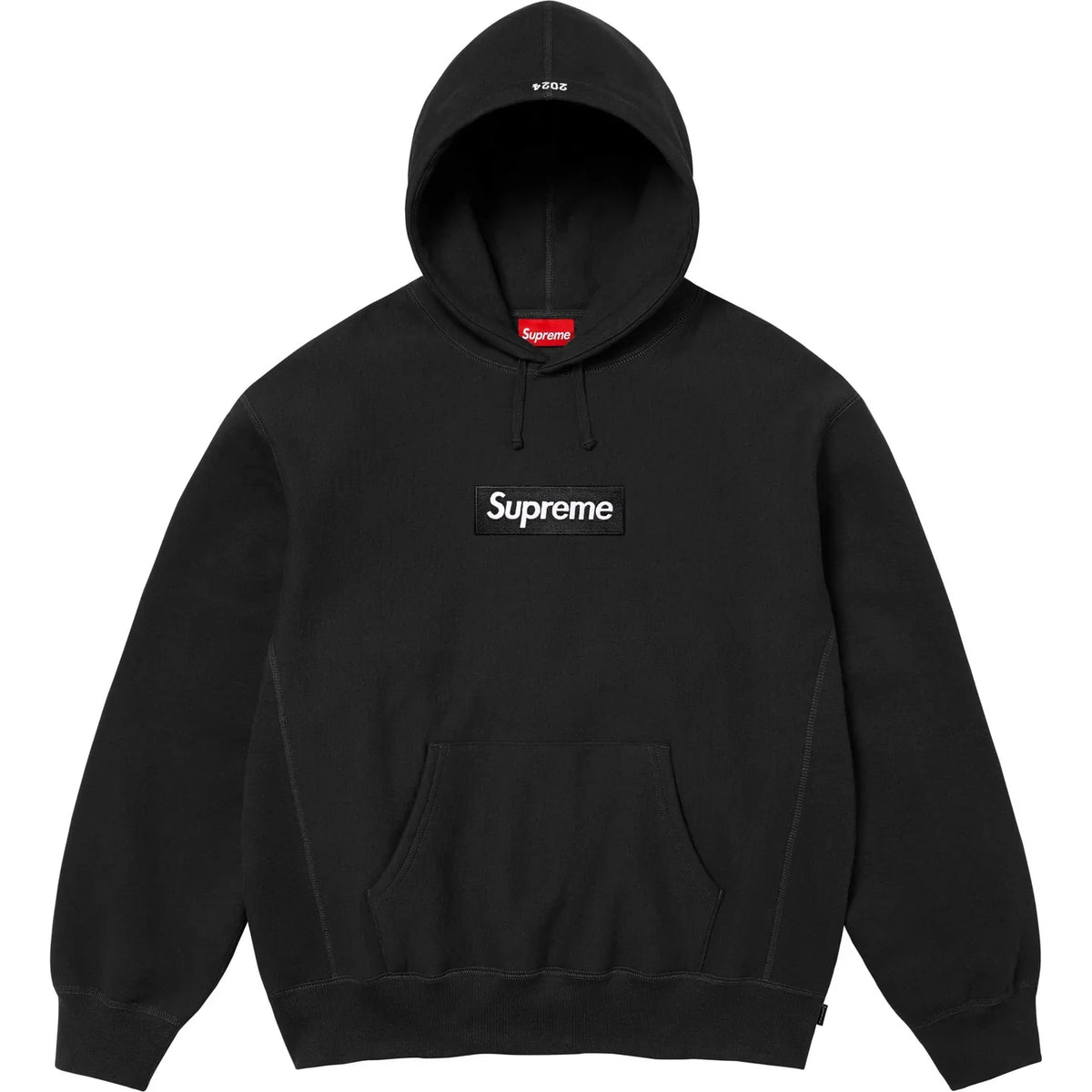 【Supreme】2024年最新作、スクエアロゴフーデッドスウェットシャツ ブラック