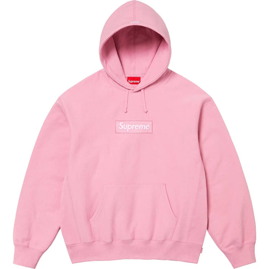 【Supreme】2024年最新作、スクエアロゴフード付きスウェットシャツ ピンク