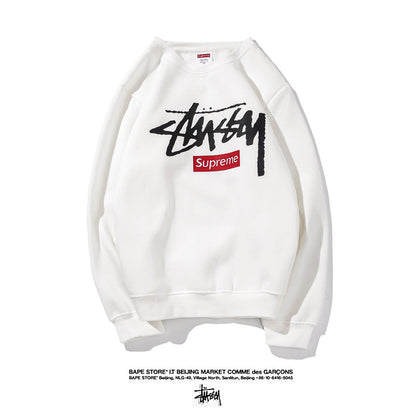 Supreme × Stussy ロゴ クルーネック パーカー 2色