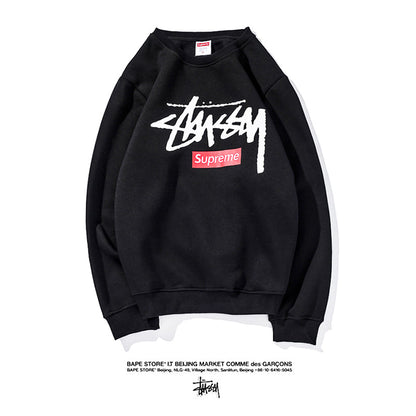 Supreme × Stussy ロゴ クルーネック パーカー 2色