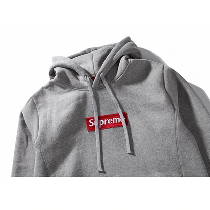 15FW Supreme (シュプリーム) ボックスロゴ フード付きスウェットシャツ パーカー グレー